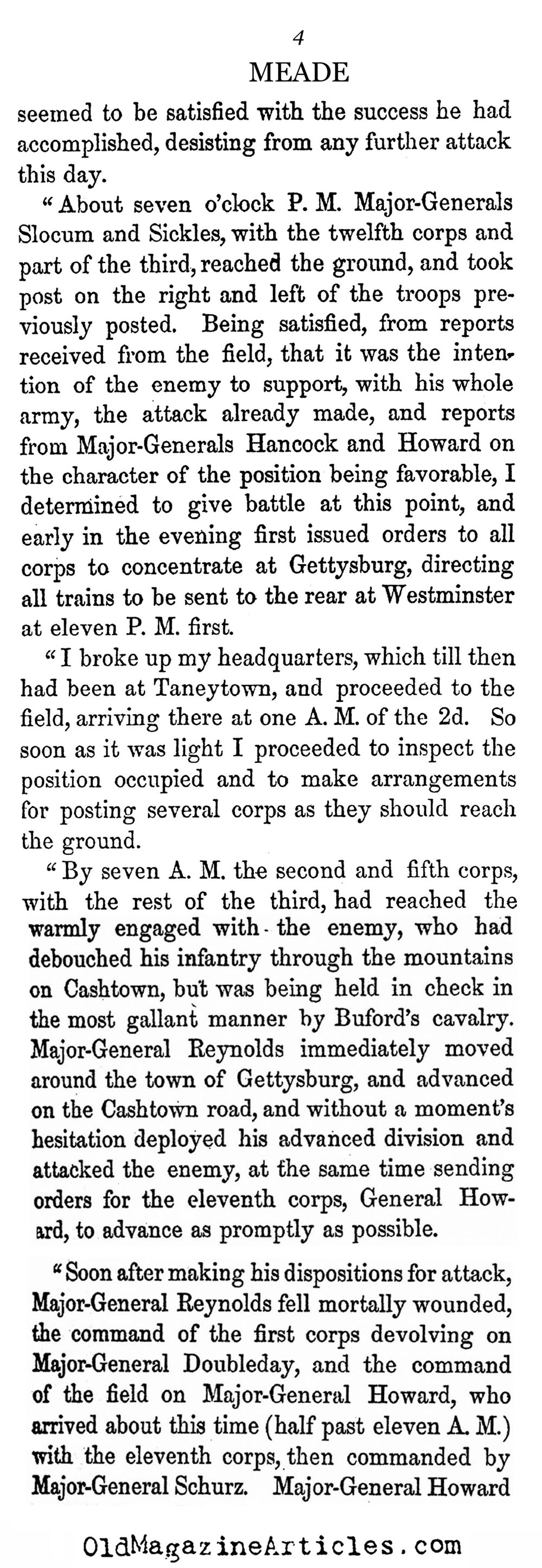 General Meade's Report on the Battle of Gettysburg (History of the U.S. , 1867)