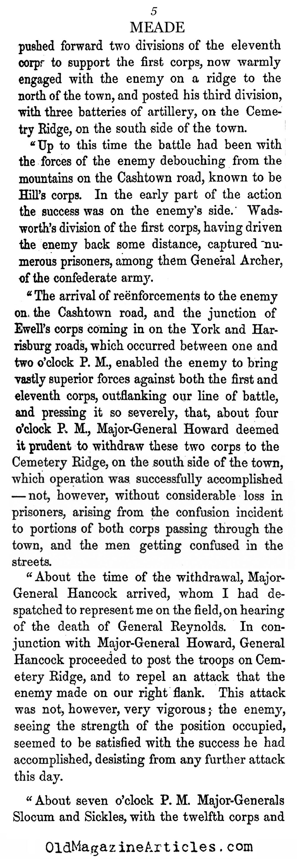 General Meade's Report on the Battle of Gettysburg (History of the U.S. , 1867)