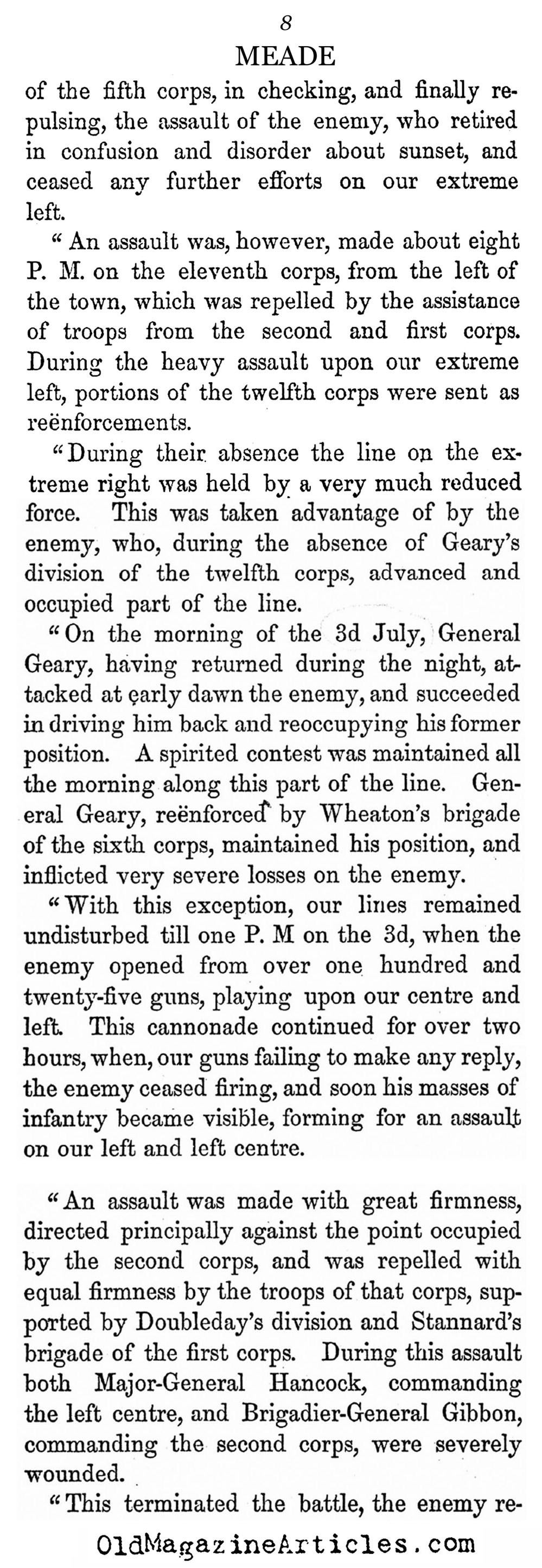 General Meade's Report on the Battle of Gettysburg (History of the U.S. , 1867)