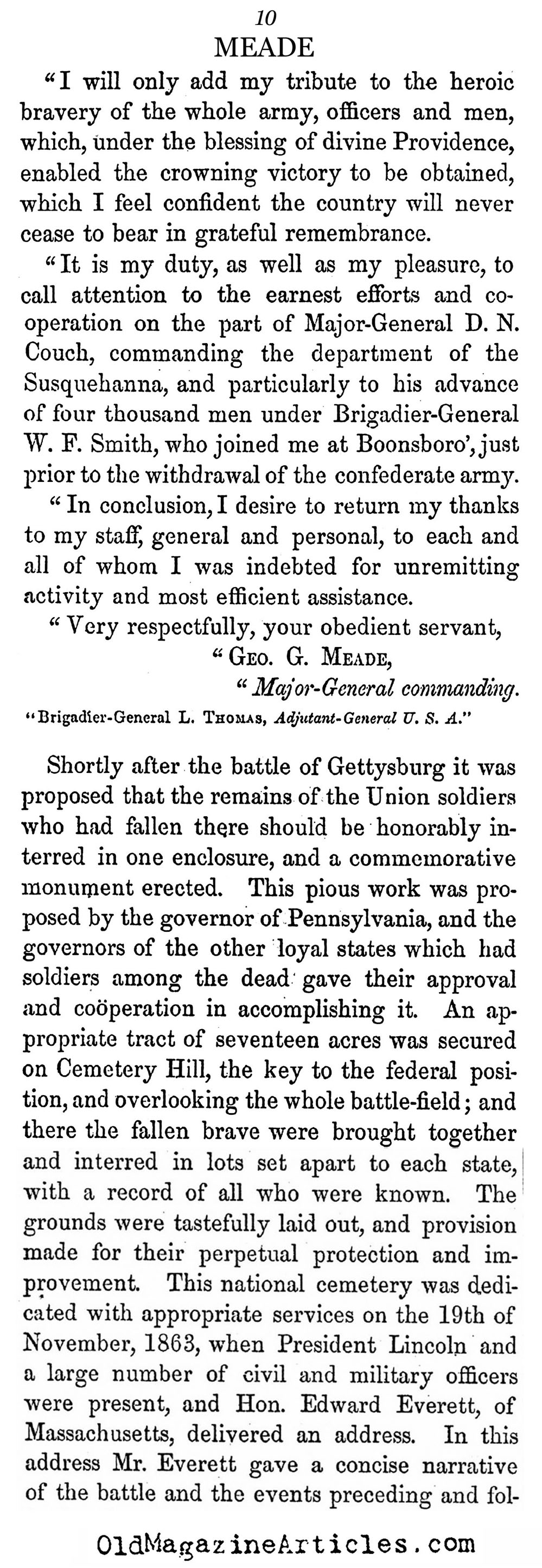 General Meade's Report on the Battle of Gettysburg (History of the U.S. , 1867)