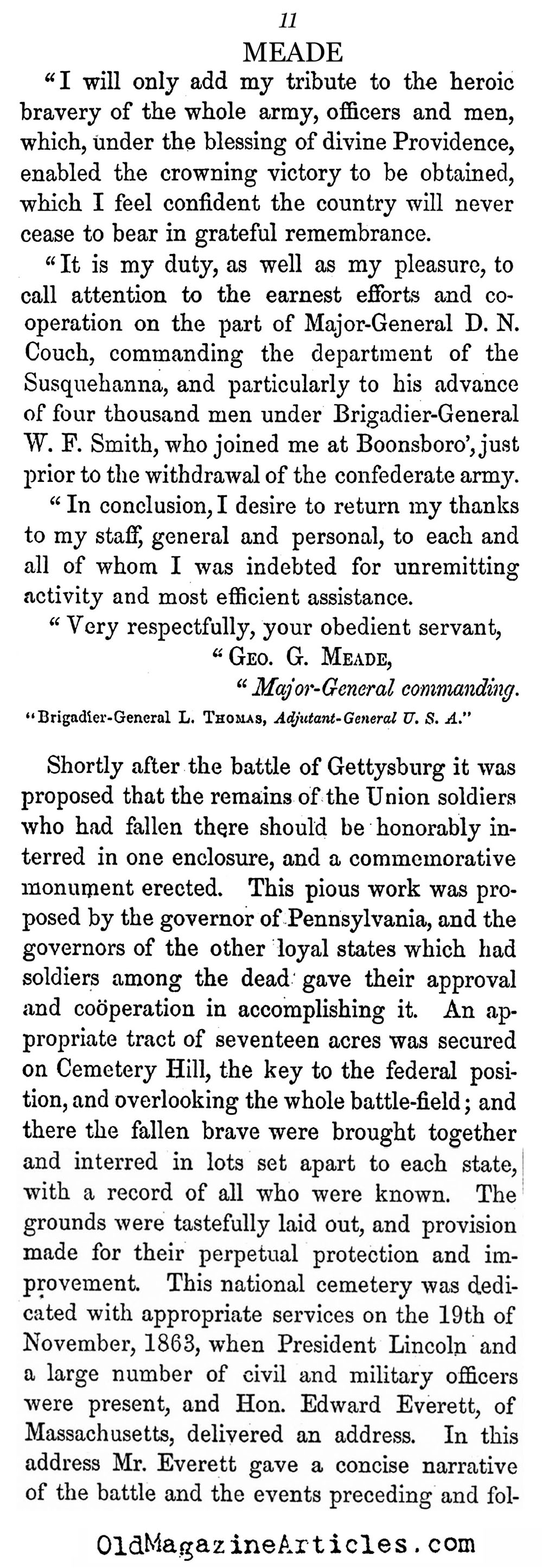 General Meade's Report on the Battle of Gettysburg (History of the U.S. , 1867)