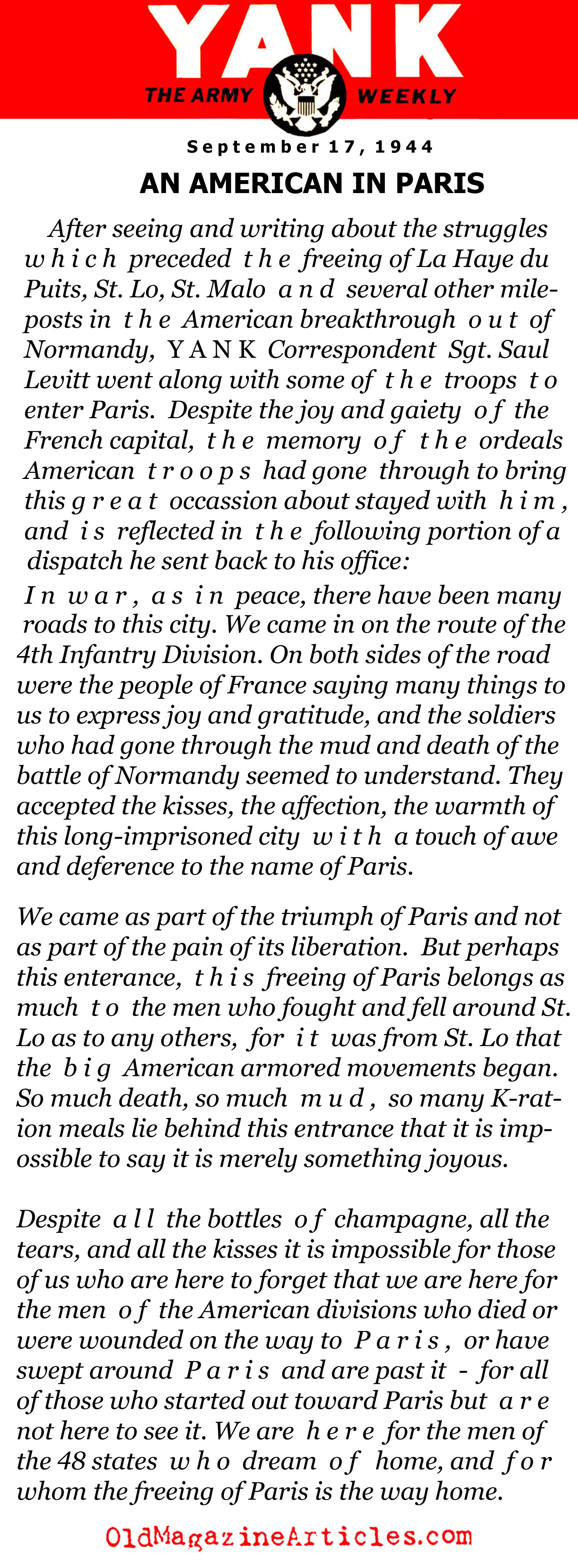 Remembering the Americans Who Didn't Make It to Paris (Yank Magazine, 1944)