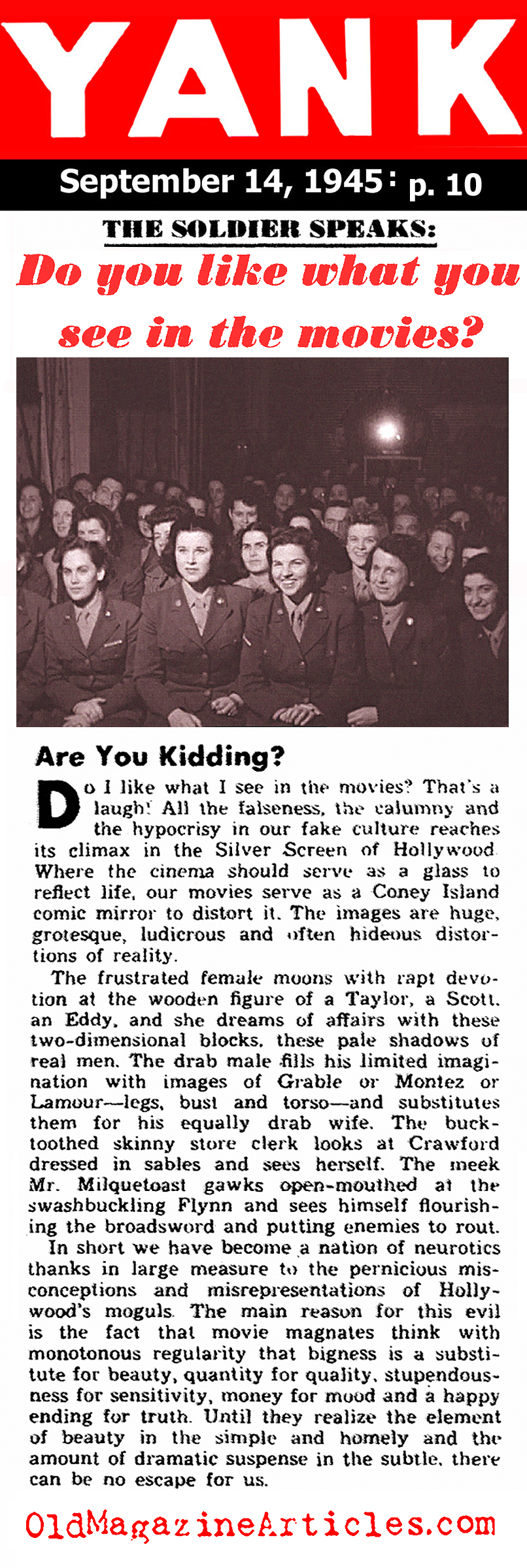 What The GIs Thought of The Films of the Forties (Yank Magazine, 1945)