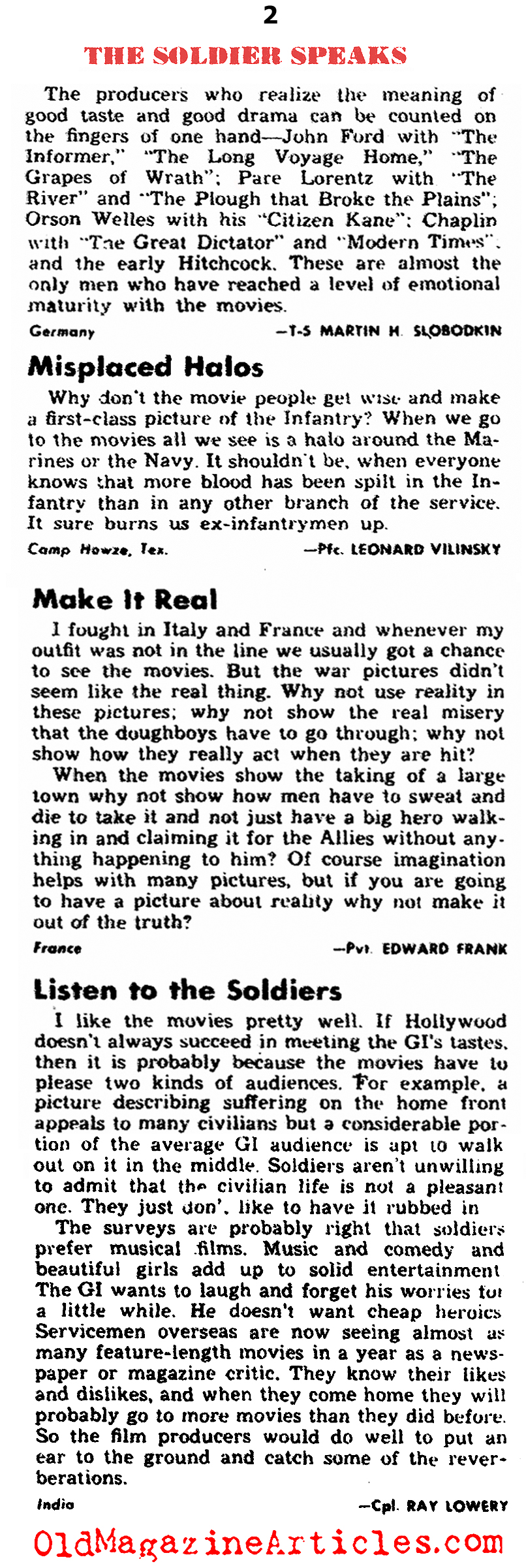 What The GIs Thought of The Films of the Forties (Yank Magazine, 1945)