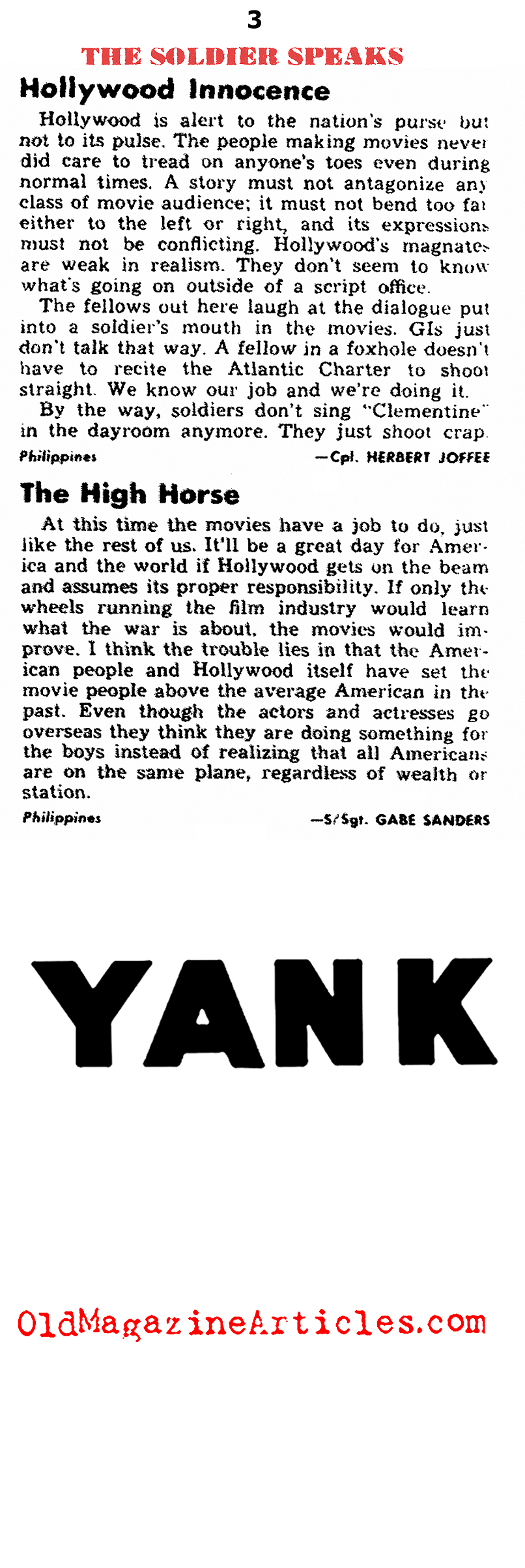 What The GIs Thought of The Films of the Forties (Yank Magazine, 1945)