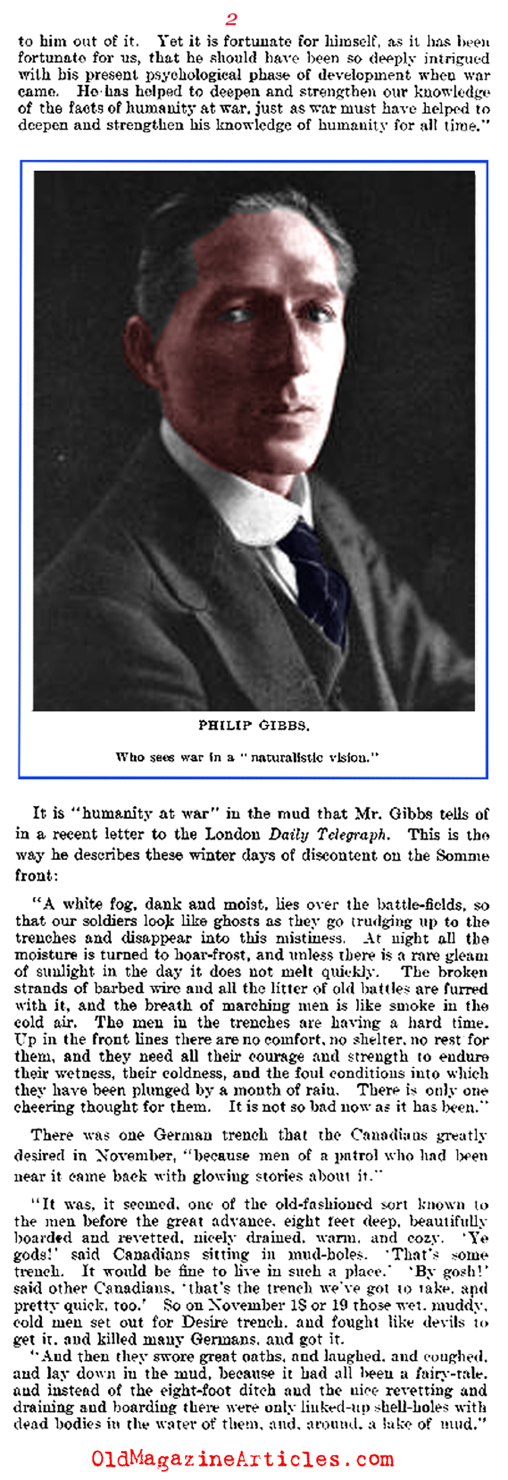 A Tribute to Philip Gibbs:  War - Correspondent (The Literary Digest, 1917)