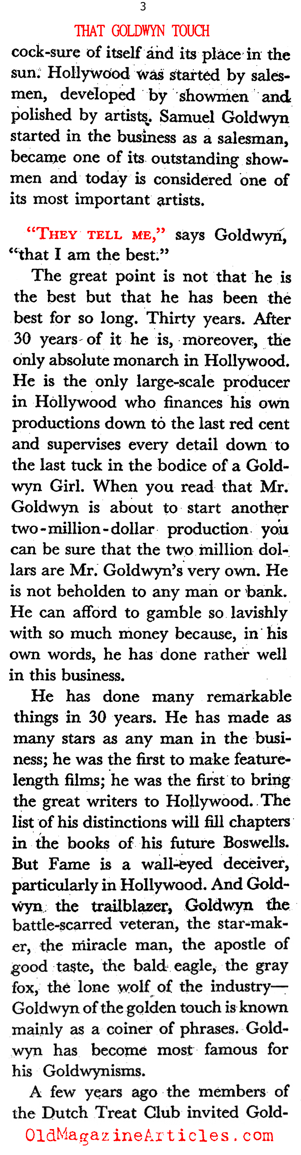 Samuel Goldwyn, Producer (Coronet Magazine, 1944)