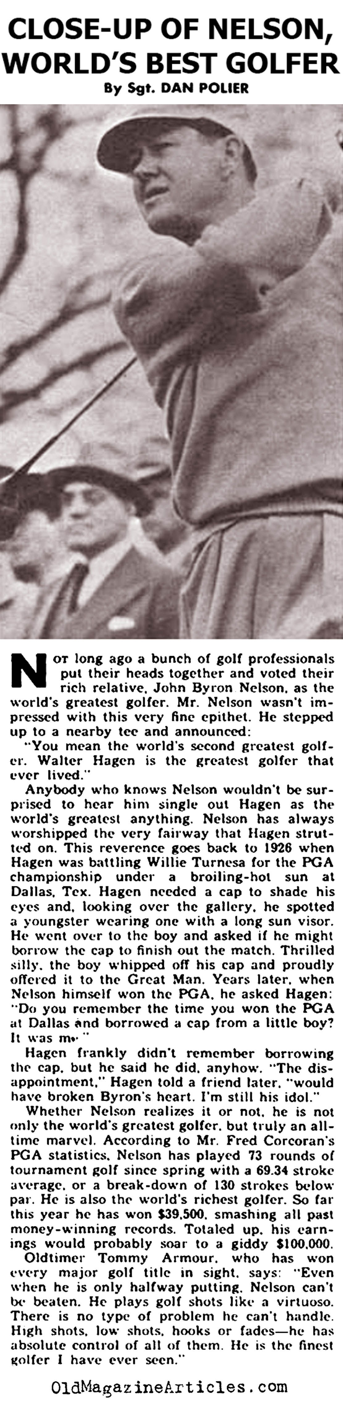 John Byron Nelson: One Heck Of A Golfer (Yank Magazine, 1944)