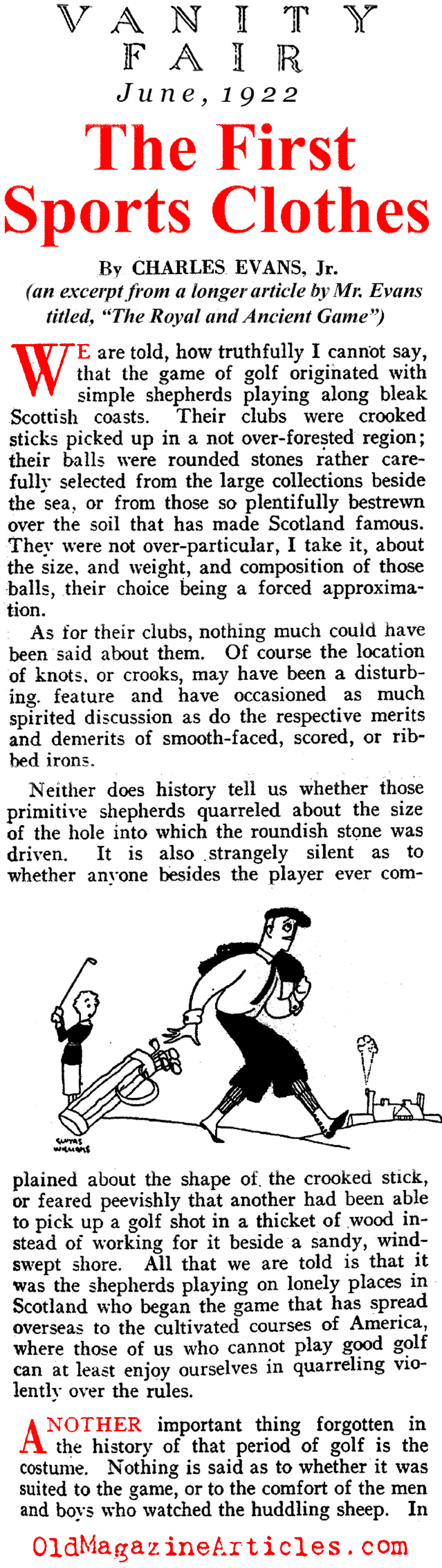 The Evolution of  Golf Clothes (Vanity Fair Magazine, 1922)