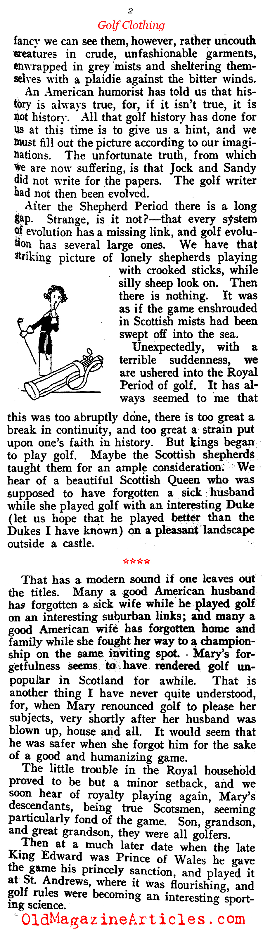 The Evolution of  Golf Clothes (Vanity Fair Magazine, 1922)