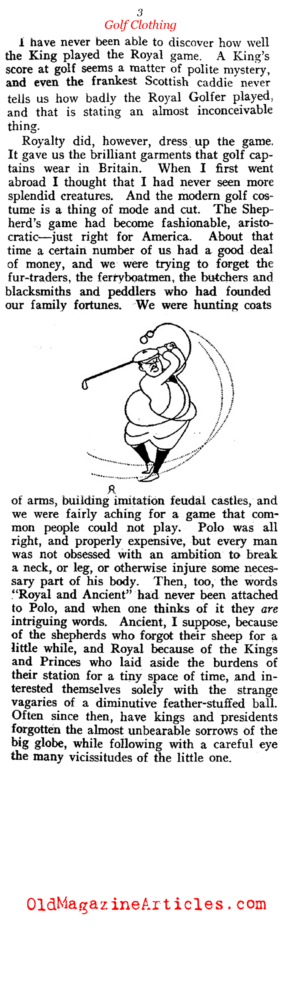 The Evolution of  Golf Clothes (Vanity Fair Magazine, 1922)