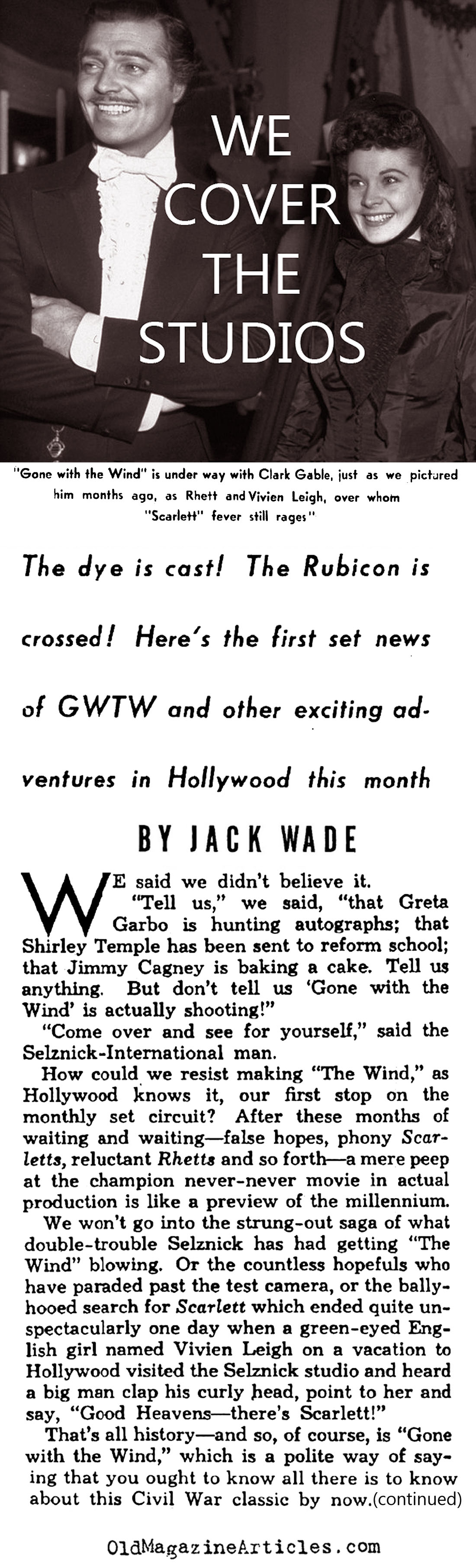 Gone with Wind Begins Shooting (Photoplay Magazine, 1939)