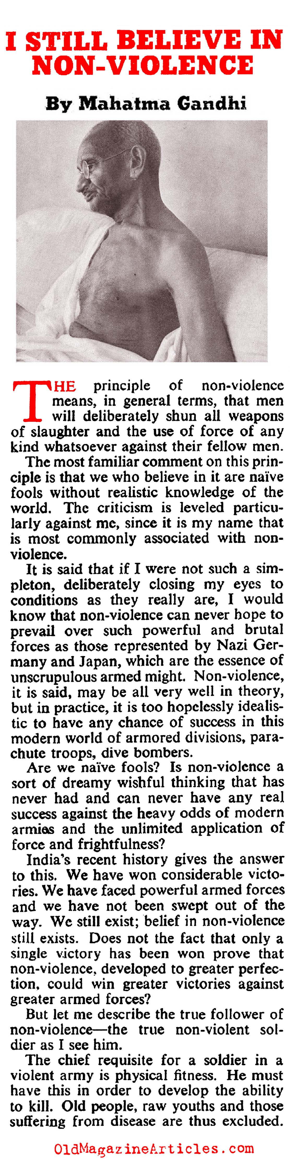 'I Still Believe in Non-Violence' by Mahatma Gandhi (Collier's Magazine, 1943)