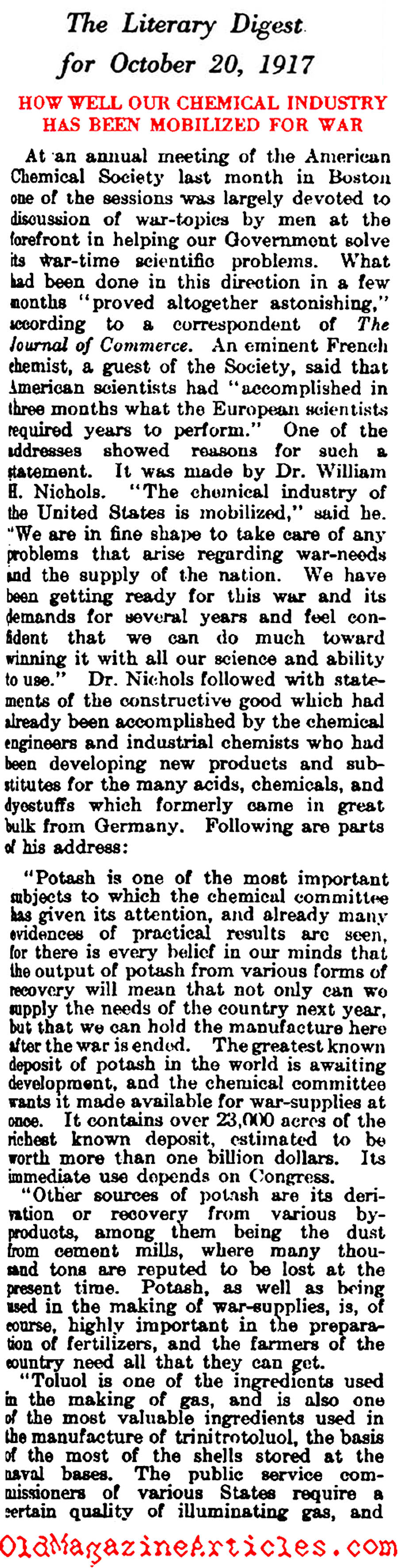 The Business End of Gas Warfare (Literary Digest, 1917)