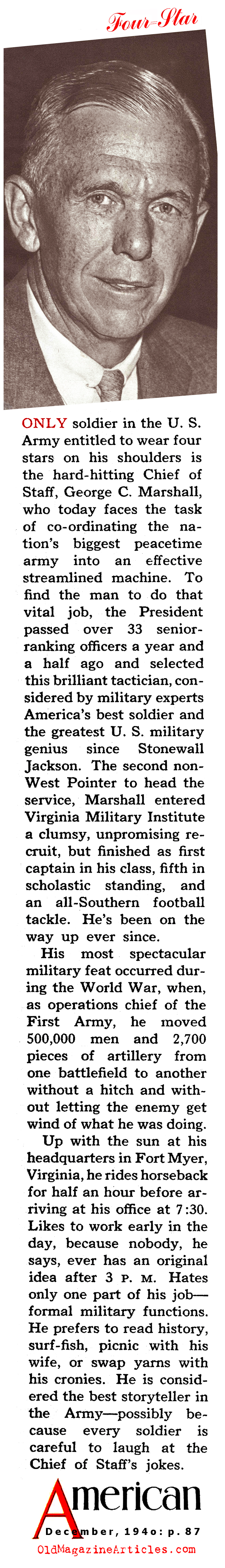 General George C. Marshall (American Magazine, 1940)