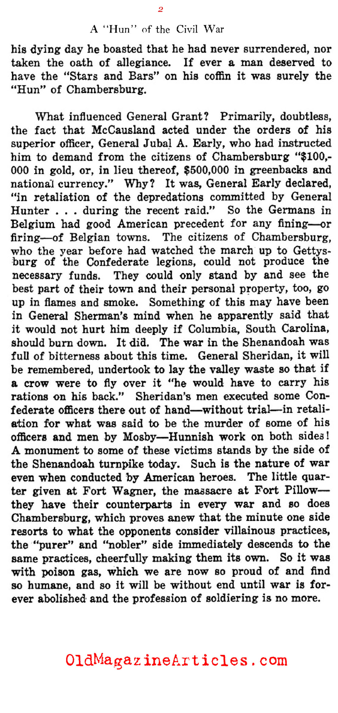 Rebel General John McCausland: the Terror of  Chambersburg, Pennsylvania (The Nation, 1927)