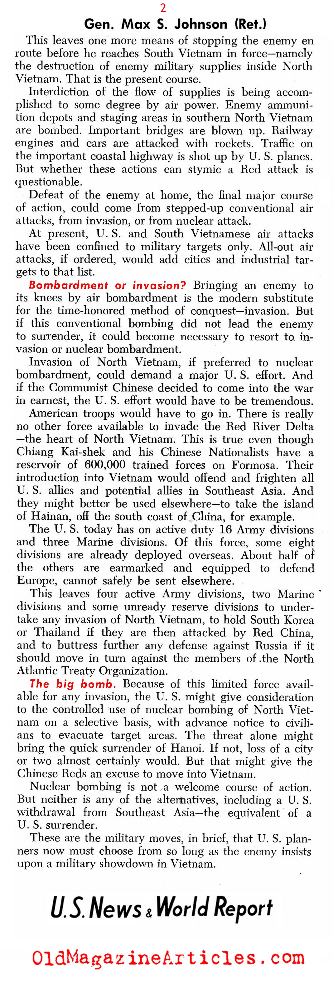 Military Choices (U.S. News & World Report, 1965)