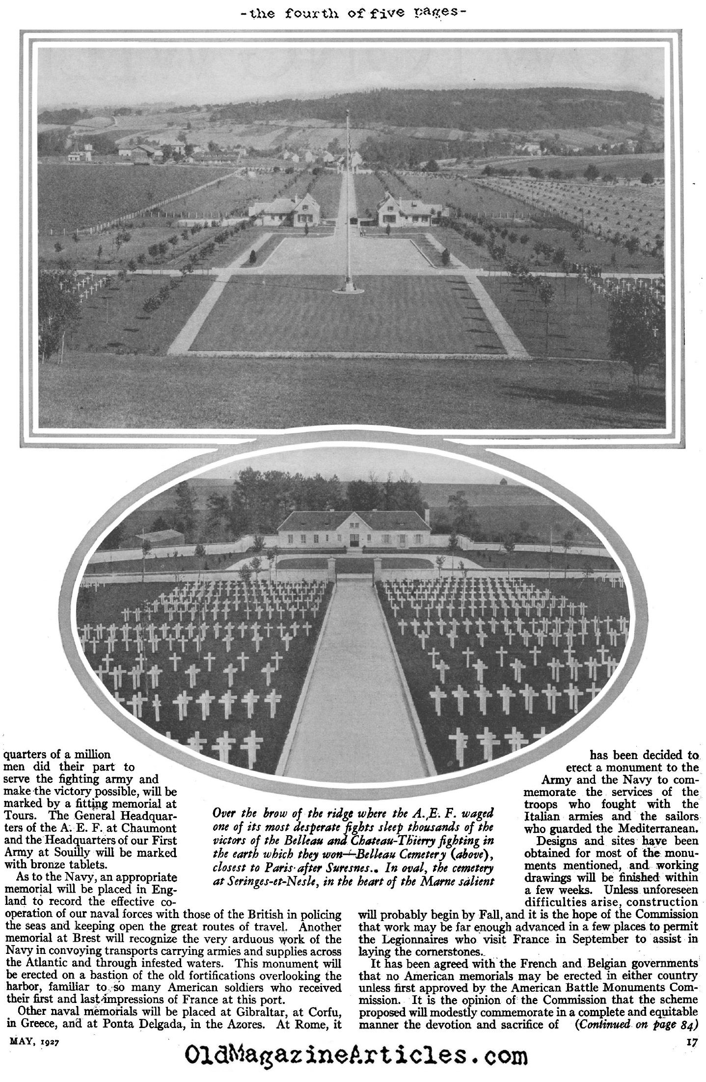 General Pershing On The W.W. I Cemeteries & Monuments of Europe (American Legion Monthly 1927)