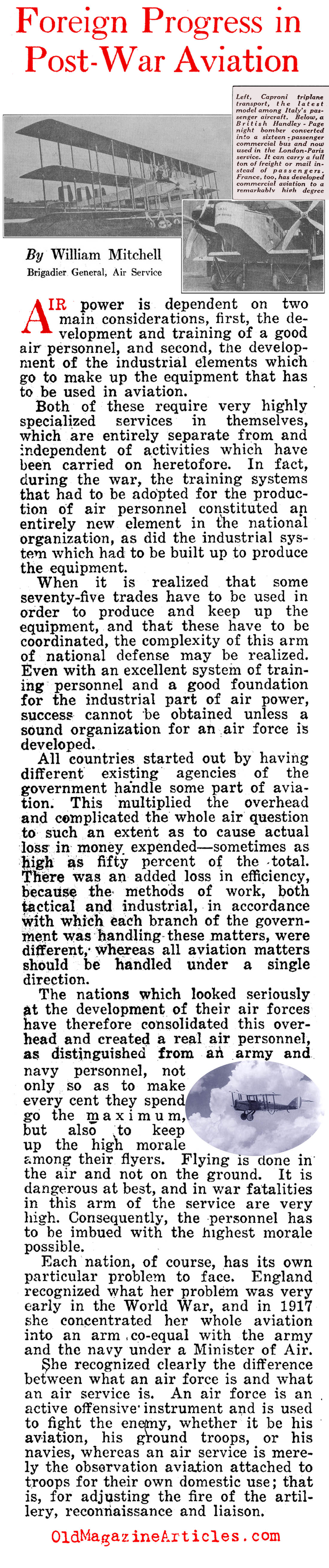 General Billy Mitchell:  Advocate of  American Airpower (American Legion Weekly,1921)