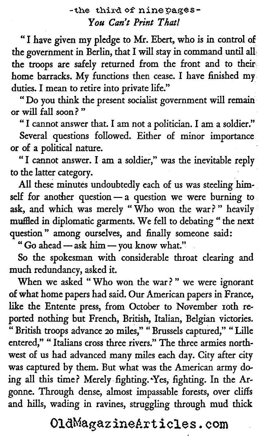 ''The Americans in the Argonne Won the War'' <BR>(You Can't Print That, 1929)