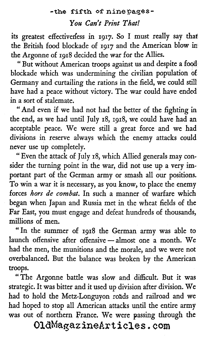 ''The Americans in the Argonne Won the War'' <BR>(You Can't Print That, 1929)