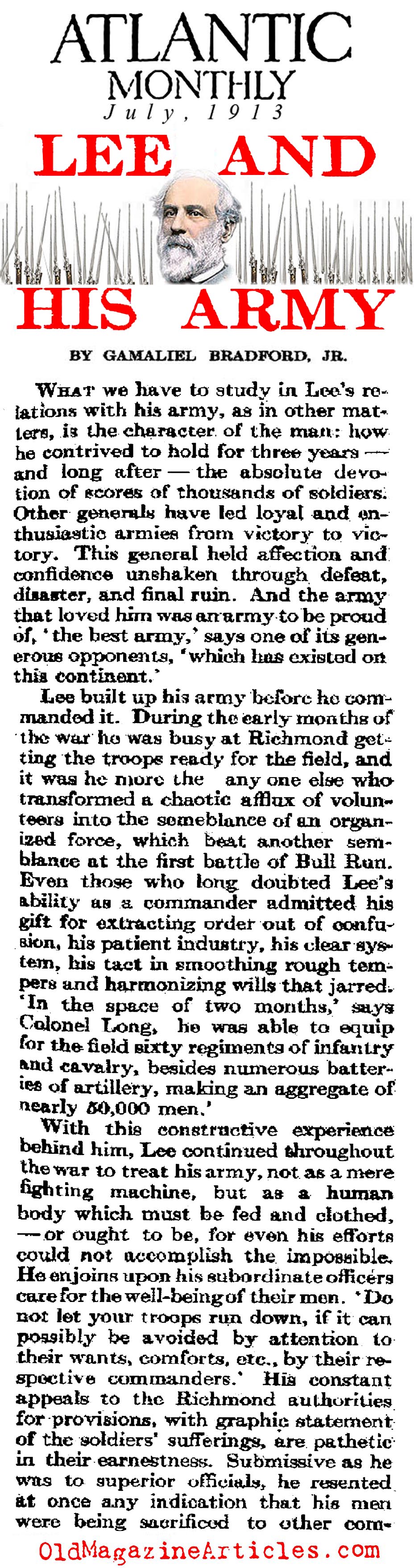 General Lee's Unique Bond with his Army  (Atlantic Monthly, 1911)