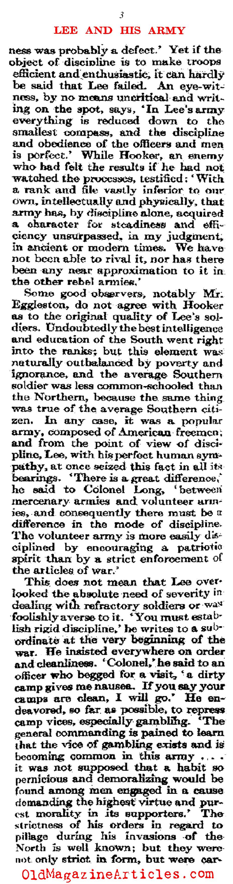 General Lee's Unique Bond with his Army  (Atlantic Monthly, 1911)