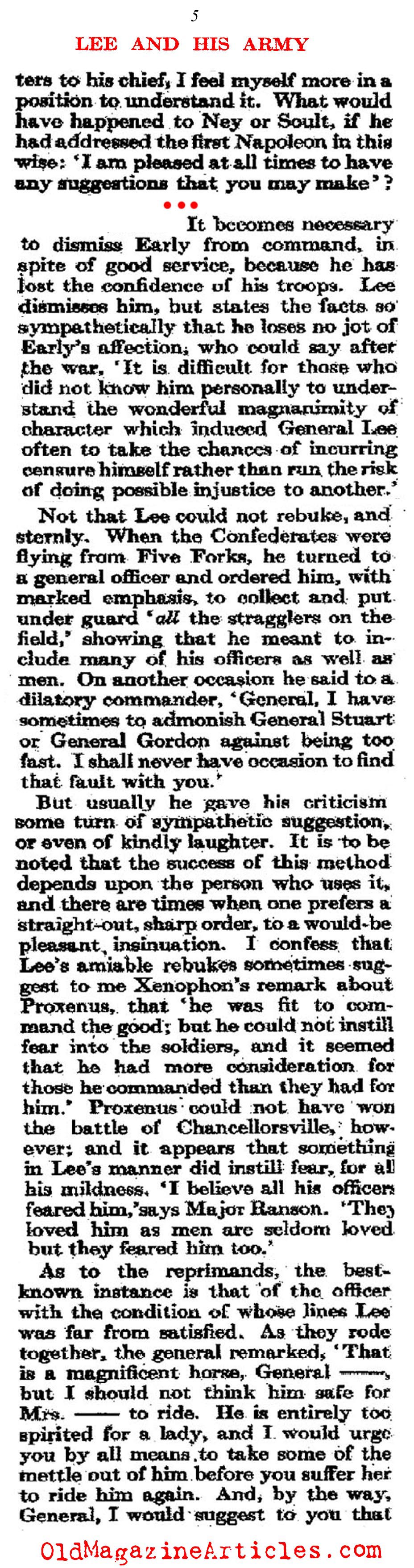 General Lee's Unique Bond with his Army  (Atlantic Monthly, 1911)