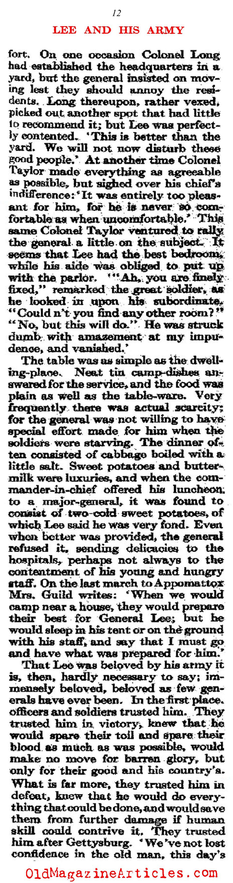 General Lee's Unique Bond with his Army  (Atlantic Monthly, 1911)