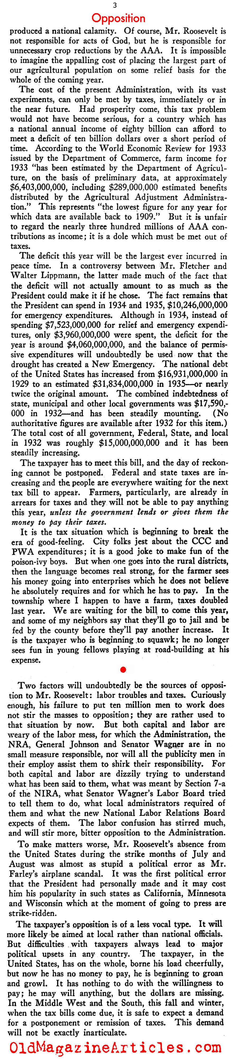 The Great Depression and the Failings of FDR (New Outlook Magazine, 1934)