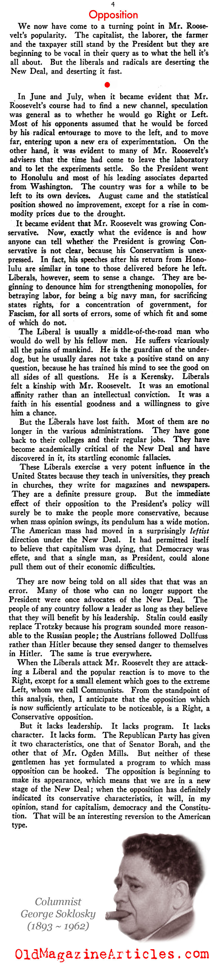 The Great Depression and the Failings of FDR (New Outlook Magazine, 1934)