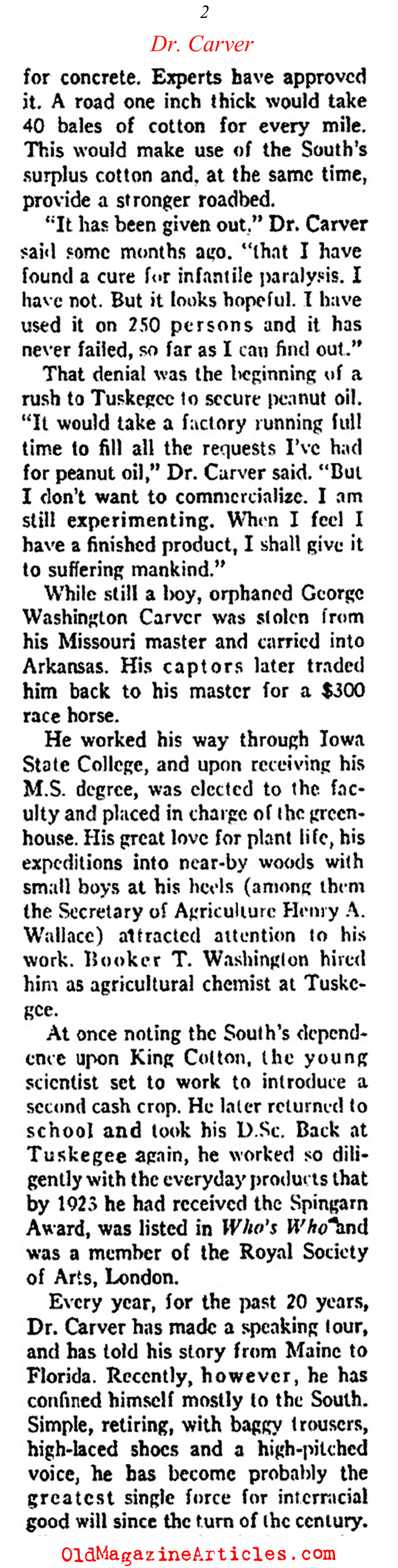 An Interview with Dr. George Washington Carver (Ken Magazine, 1939)