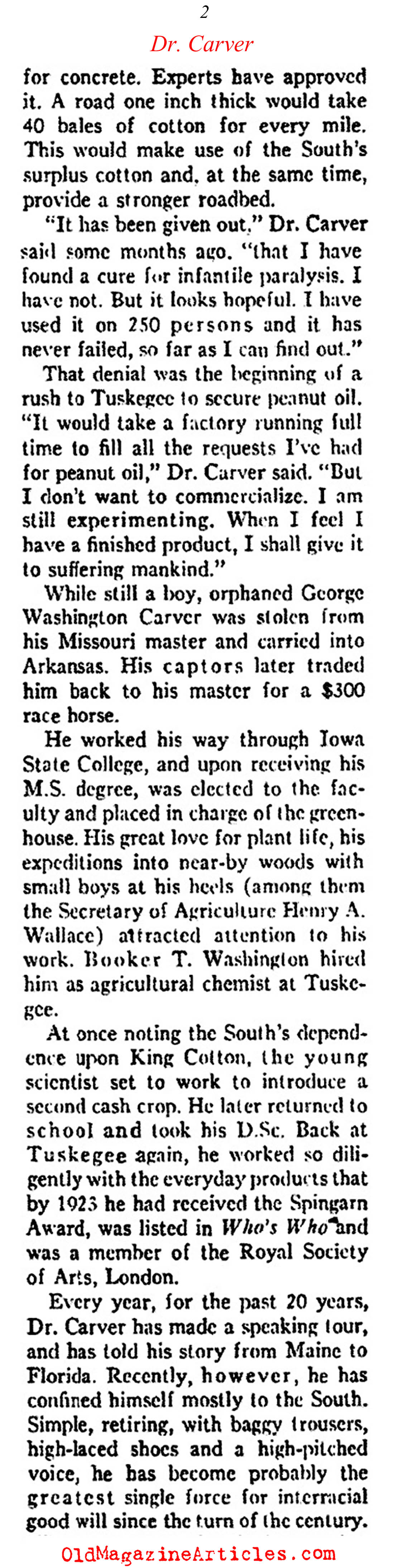 An Interview with Dr. George Washington Carver (Ken Magazine, 1938)