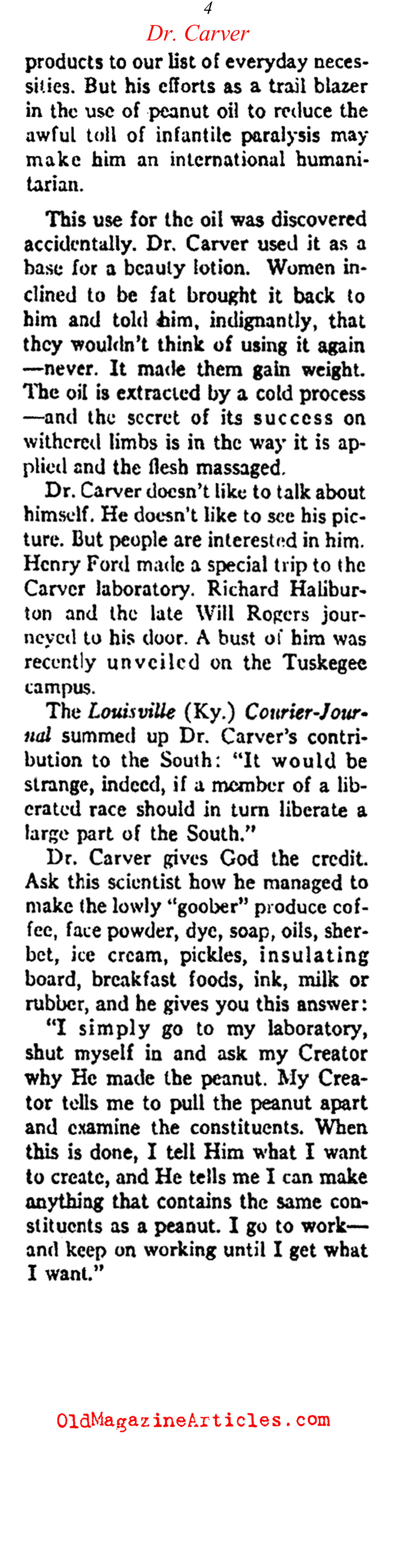 An Interview with Dr. George Washington Carver (Ken Magazine, 1938)