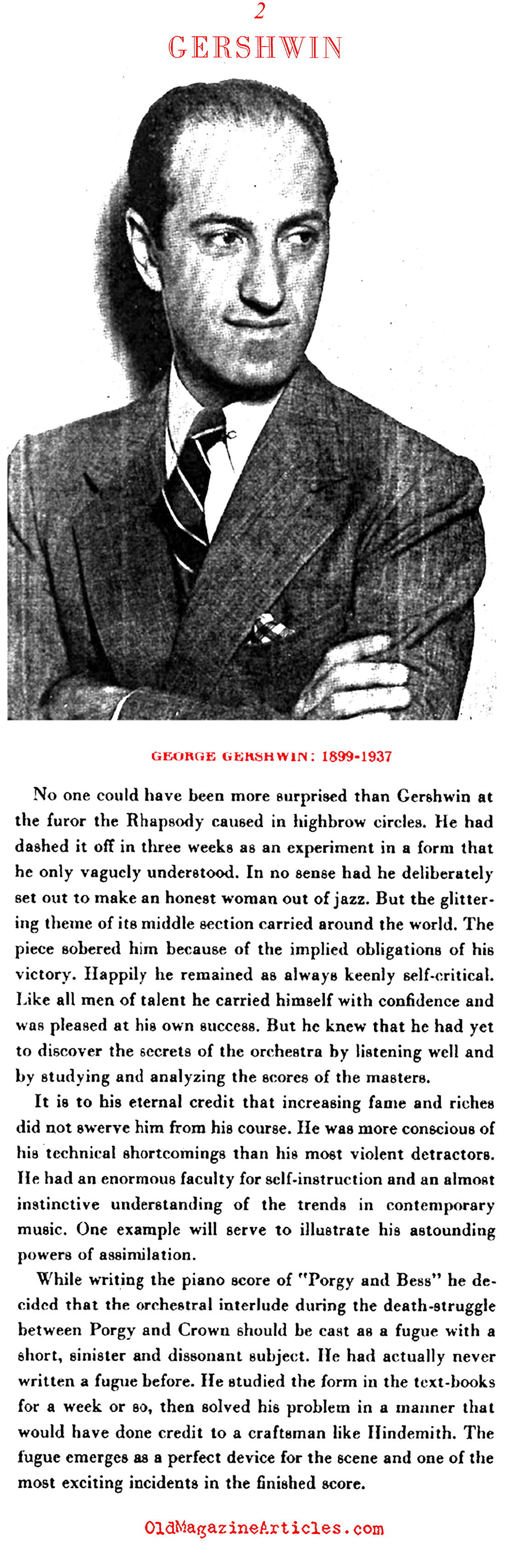 George Gershwin: Tin Pan Alley  and Beyond (Magazine of Art, 1937)
