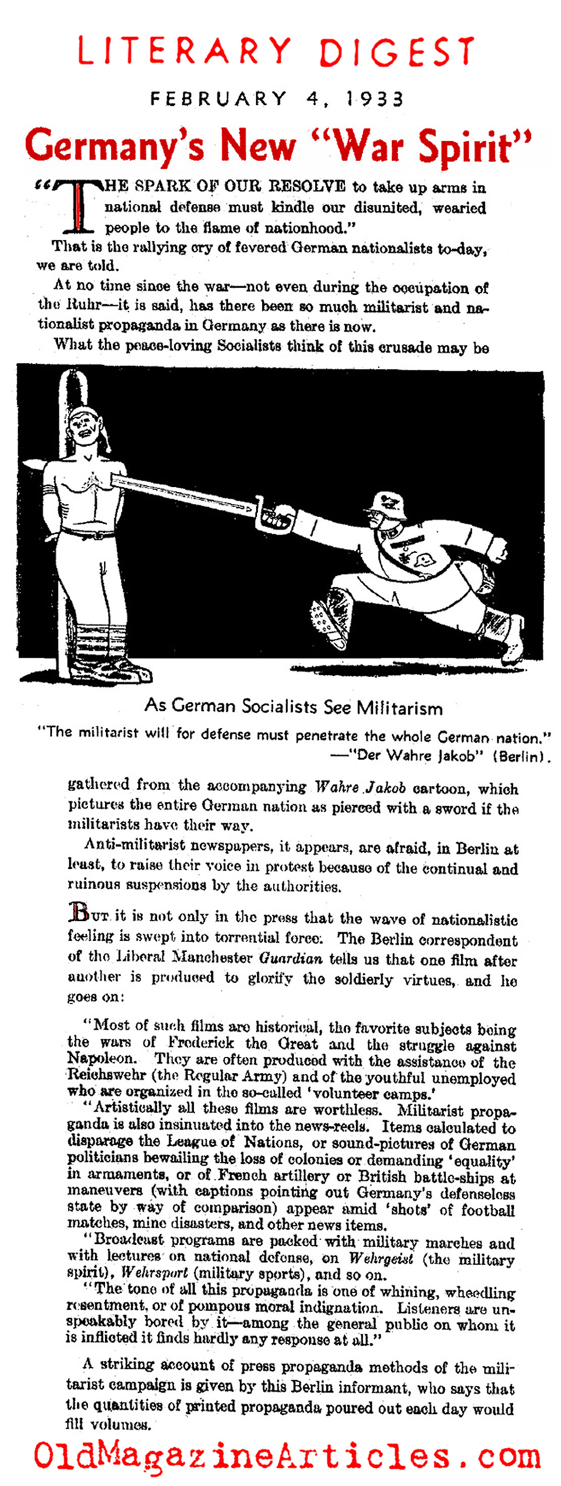 The Fascist Mojo in Germany (Literary Digest, 1933)