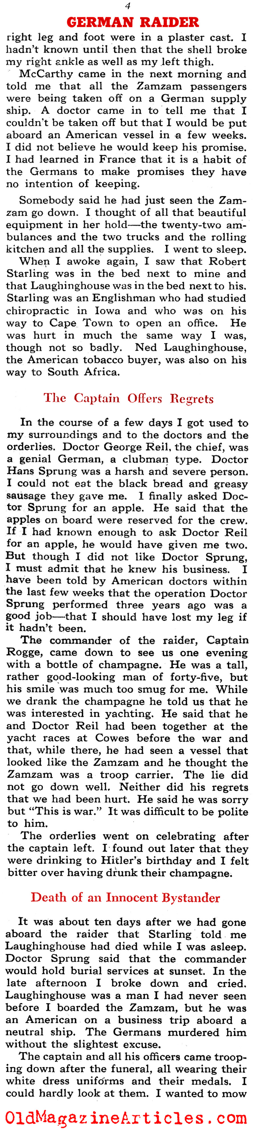 ''I Rode A German Raider'' (Collier's Magazine, 1944)