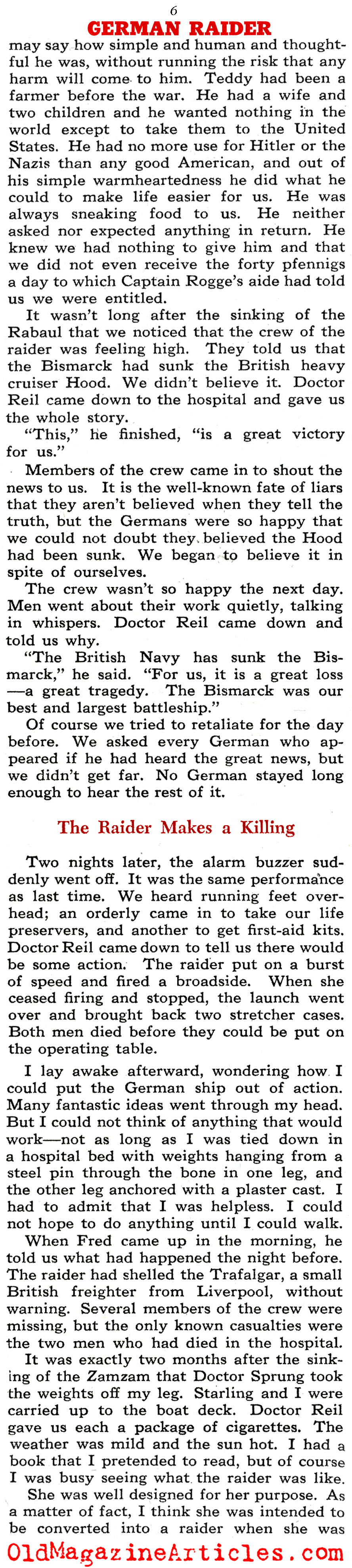 ''I Rode A German Raider'' (Collier's Magazine, 1944)