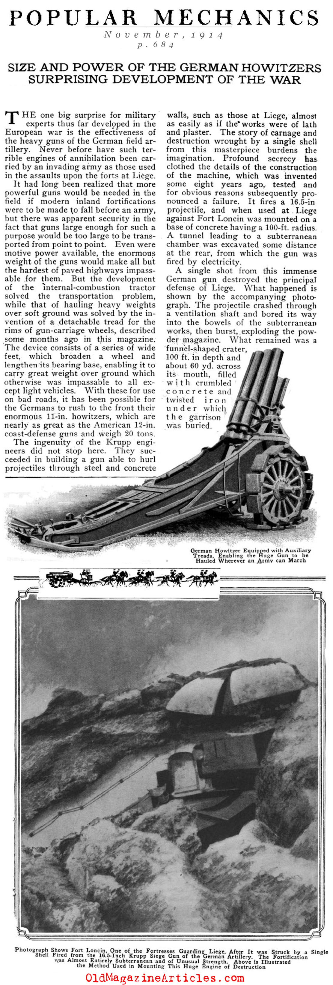 German Howitzers (Popular Mechanics, 1914)