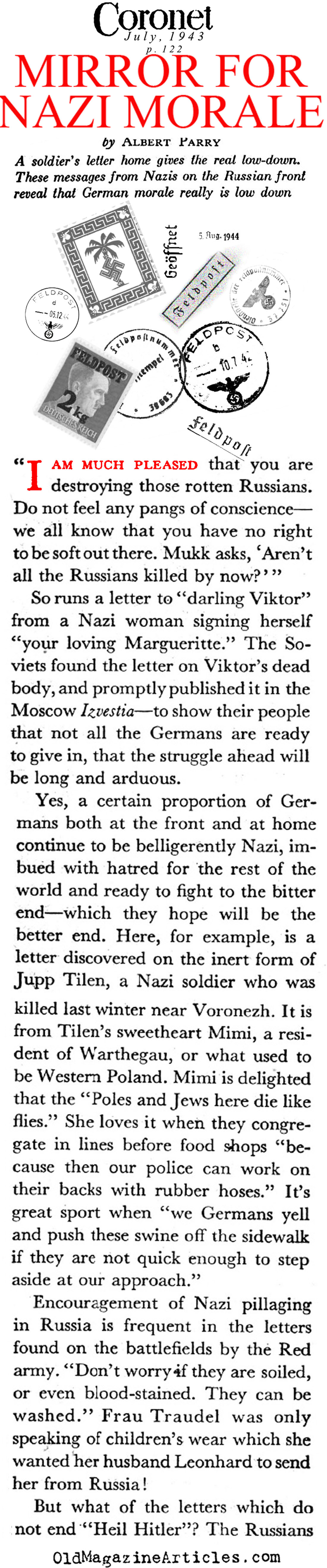 Letters from the German Home Front (Coronet Magazine, 1943)