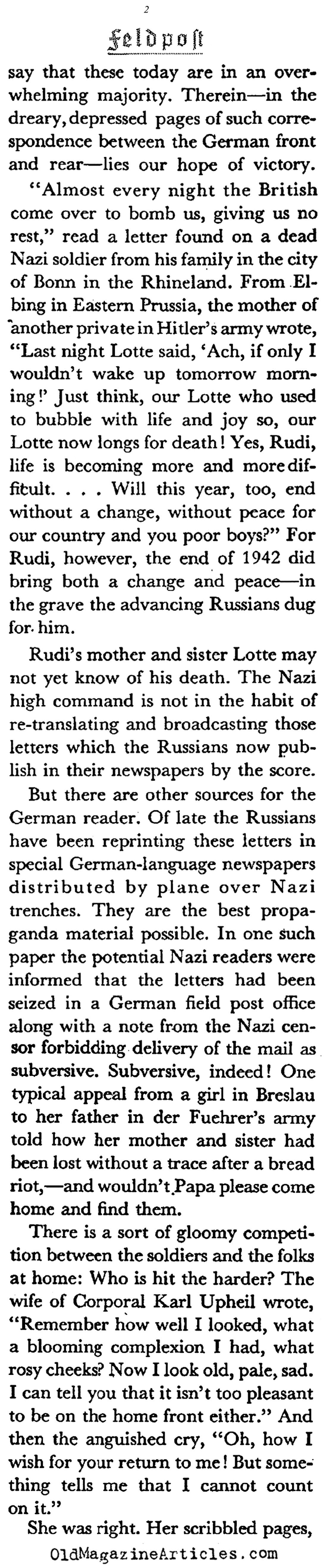 Letters from the German Home Front (Coronet Magazine, 1943)