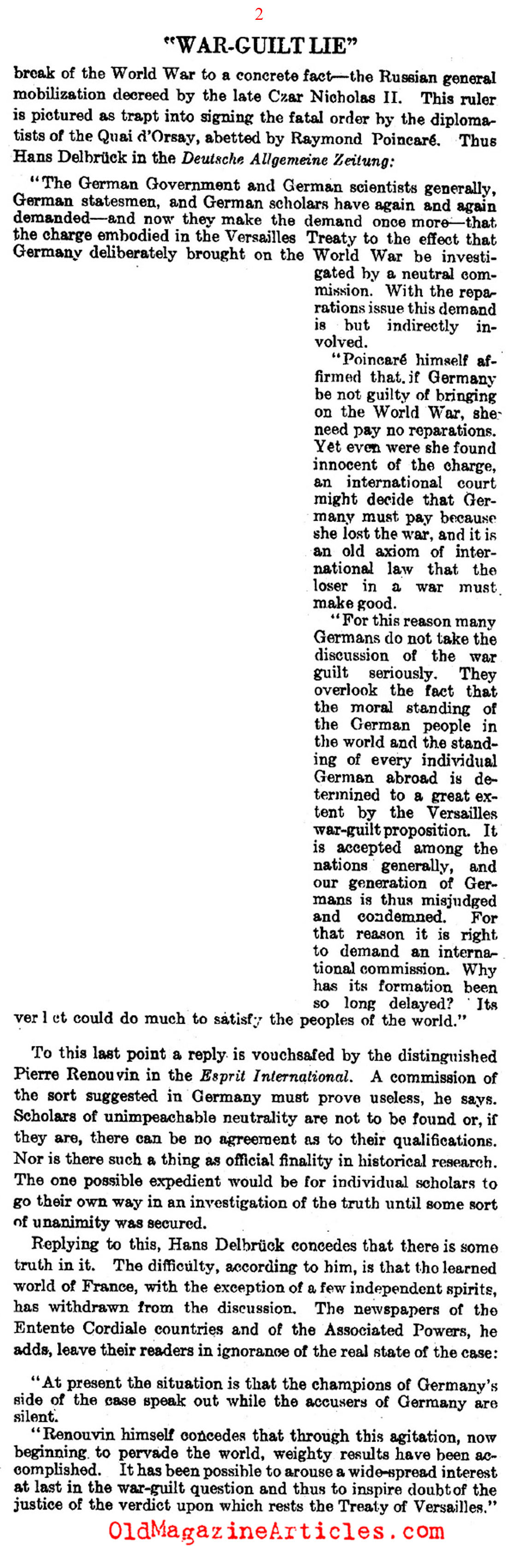 Germany's Discomfort Over the War-Guilt Clause (Literary Digest, 1929)