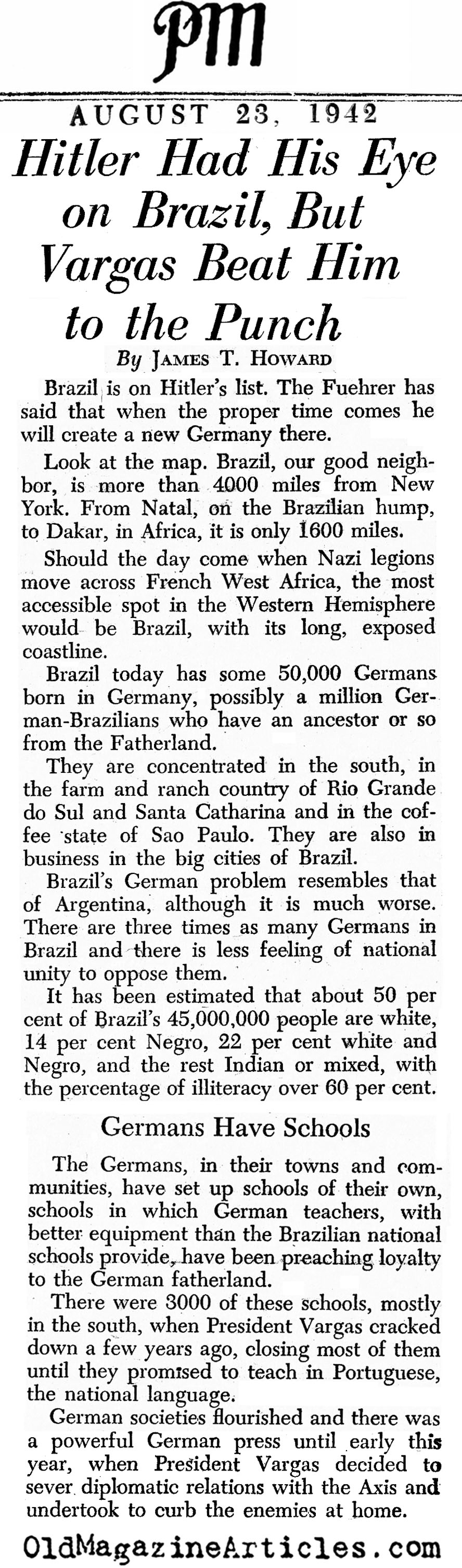 Brazil's German Problem (PM Tabloid, 1942)