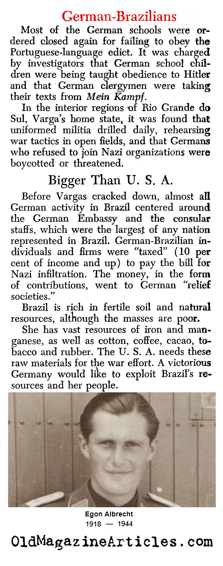 Brazil's German Problem (PM Tabloid, 1942)