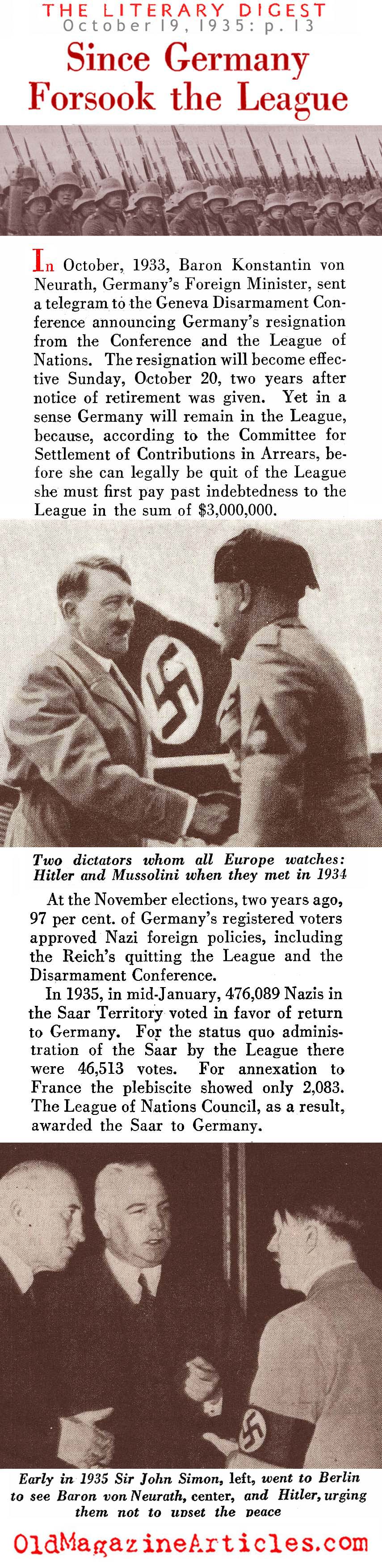 When Germany Quit the League of Nations (Literary Digest, 1935)