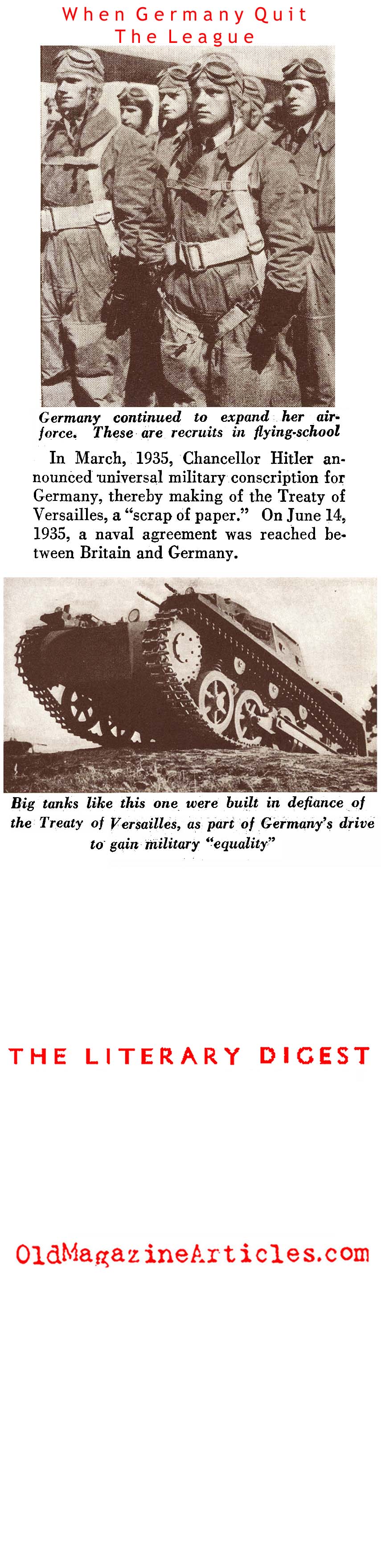 When Germany Quit the League of Nations (Literary Digest, 1935)
