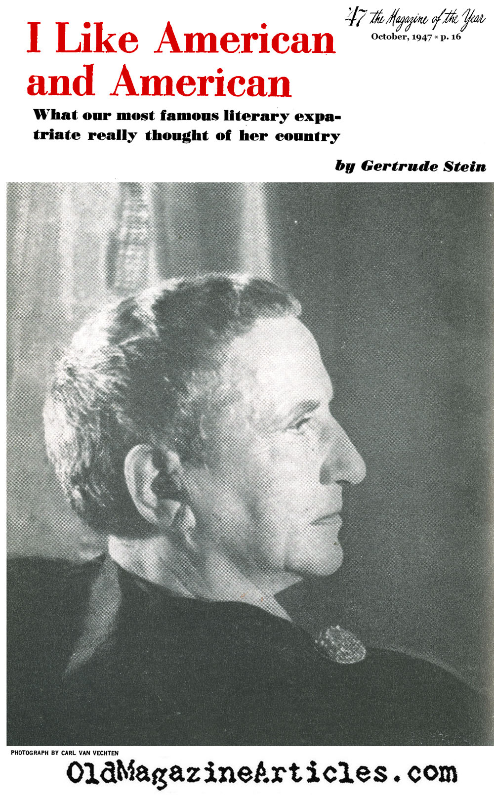 Gertrude Stein on America ('47 Magazine, 1947)