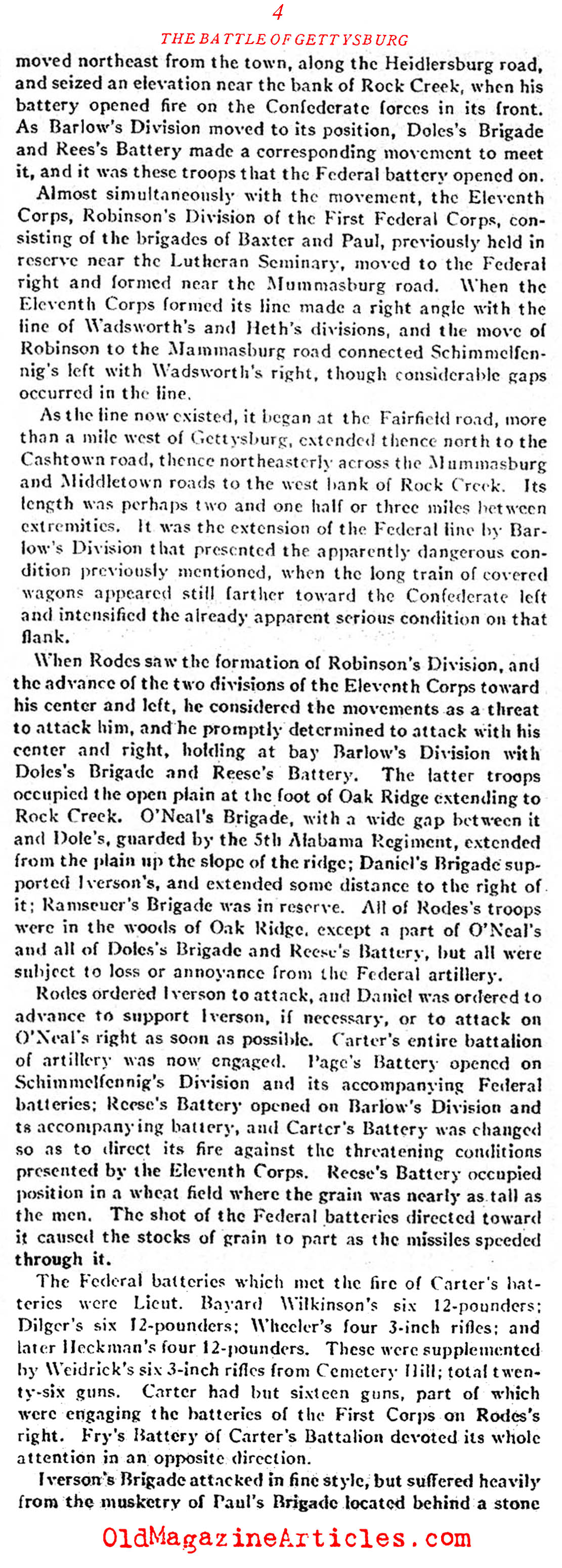 The Confederate Error on the First Day at Gettysburg (Confederate Veteran Magazine, 1923)