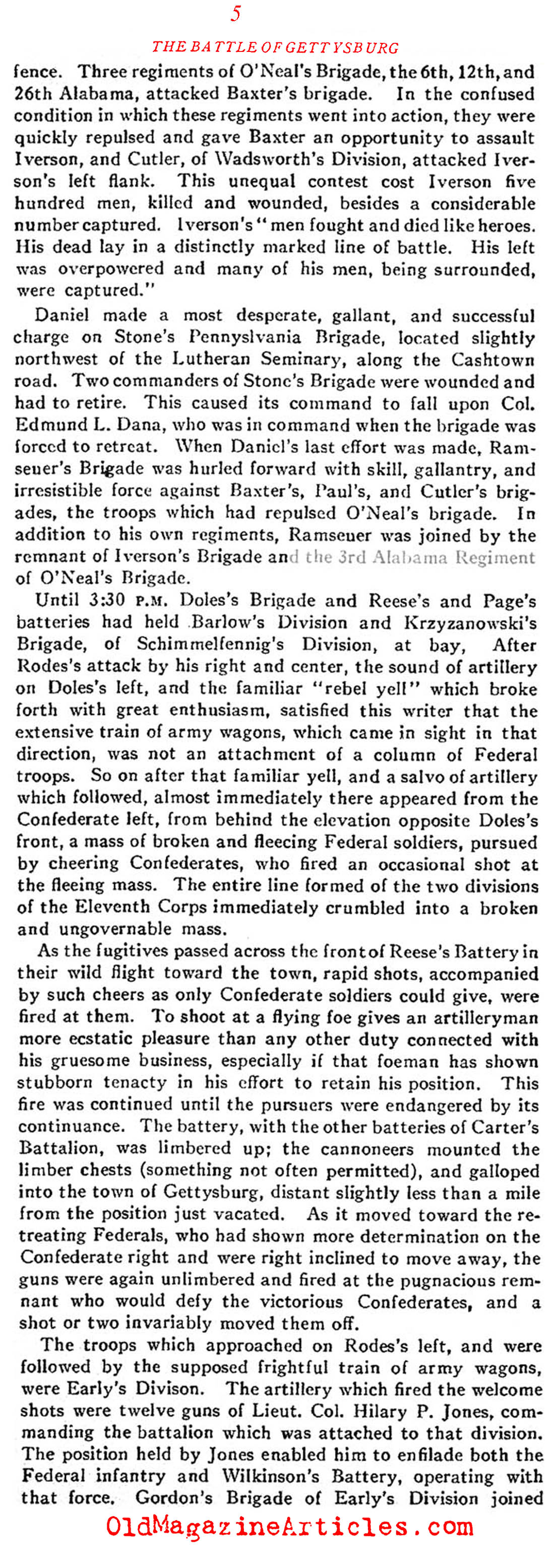 The Confederate Error on the First Day at Gettysburg (Confederate Veteran Magazine, 1923)