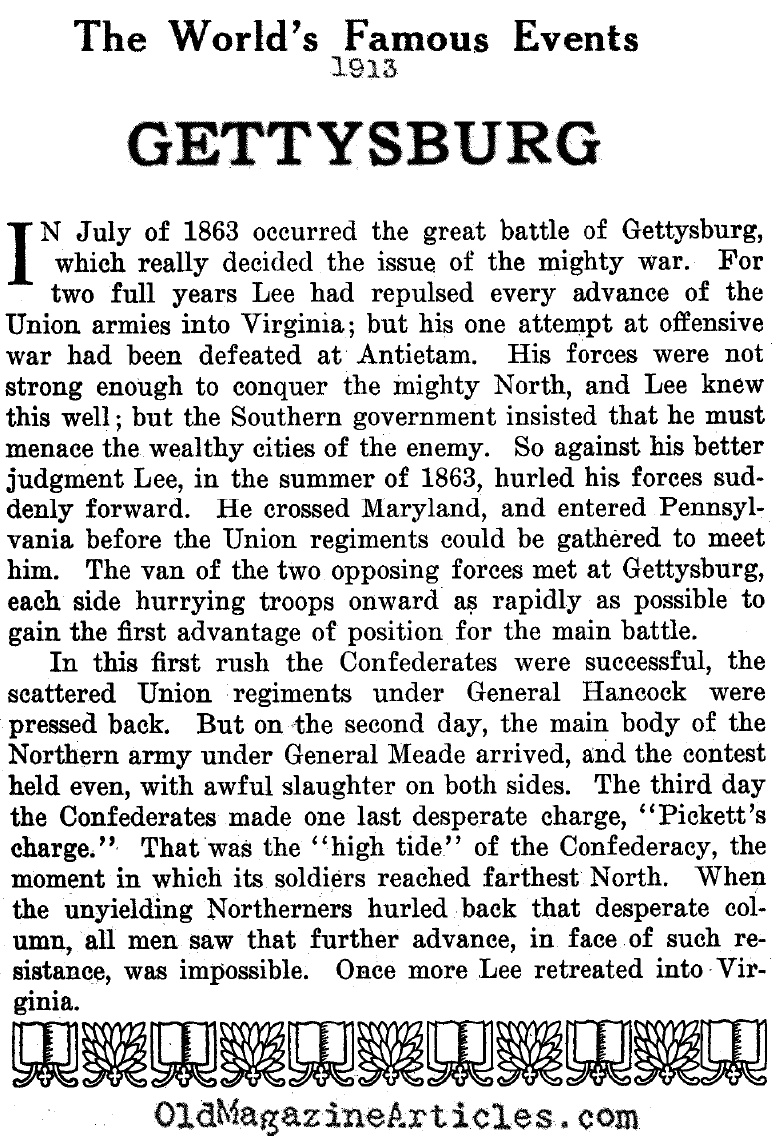 A Summation of the Battle of Gettysburg (Famous Events Magazine, 1913)